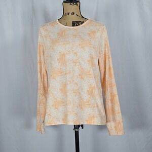 Hang Ten UPF 50+ Peach Floral Rash Guard Swim Shirt Long Sleeve Large